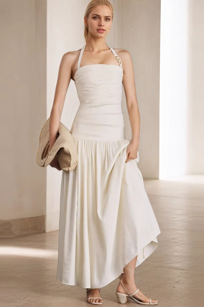 Halter Backless Maxi Work Dress