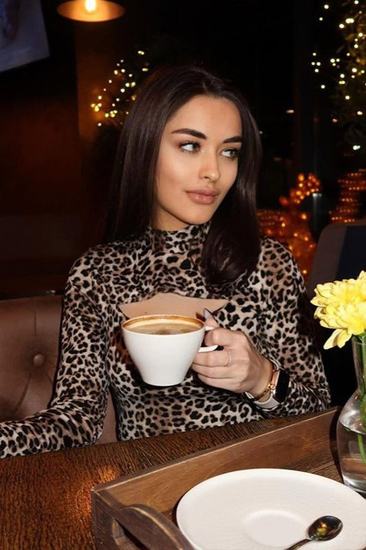 Mock Neck Turtleneck Long-Sleeve Cutout Top