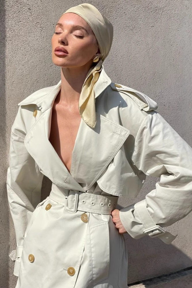 Lapel Belted Waist Elegant Office Overcoat - Fashionpara