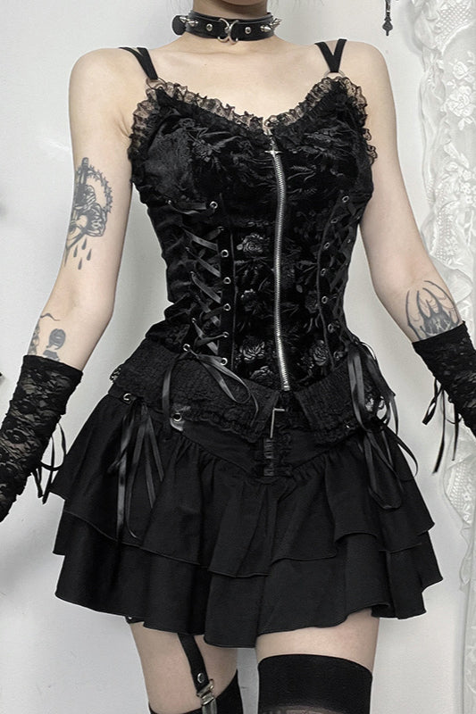 Rose Print Gothic Cami Corset