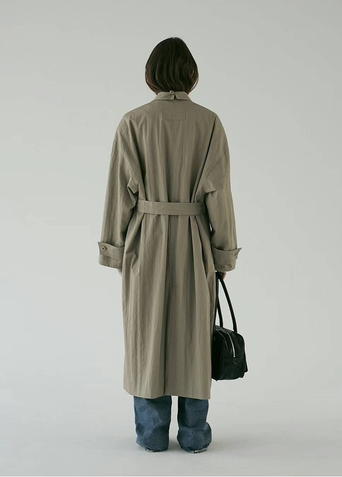 Silhouette Stand Collar Minimalist Commuting Long Trench Overcoat - Fashionpara