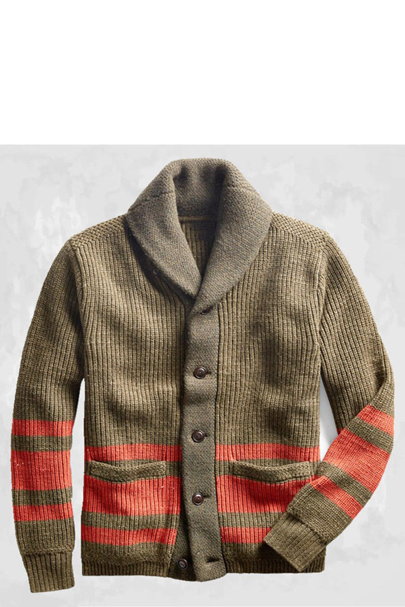 Men's Lapel Single Breasted Long Sleeve Cardigan Jumper Jacket - Fashionpara