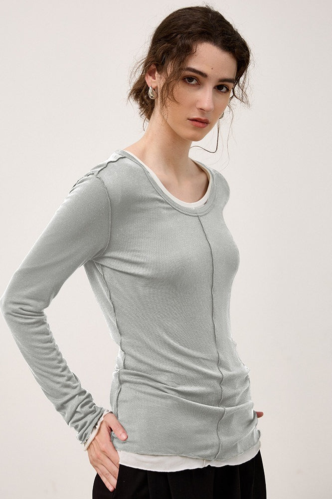 Tencel Wool Blend Round Neck Knit Top 14