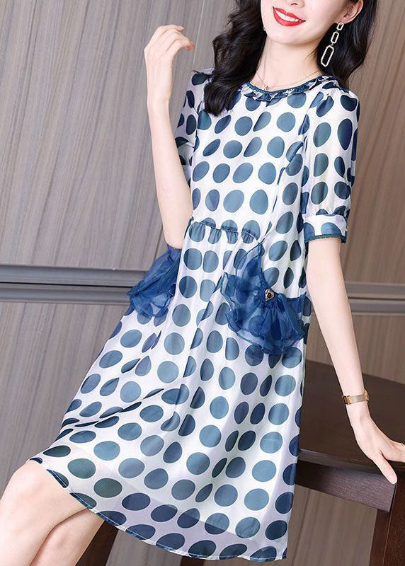 Polka Dot Ruffle Collar Short Puff Sleeve A-Line Mini Dress - View 2