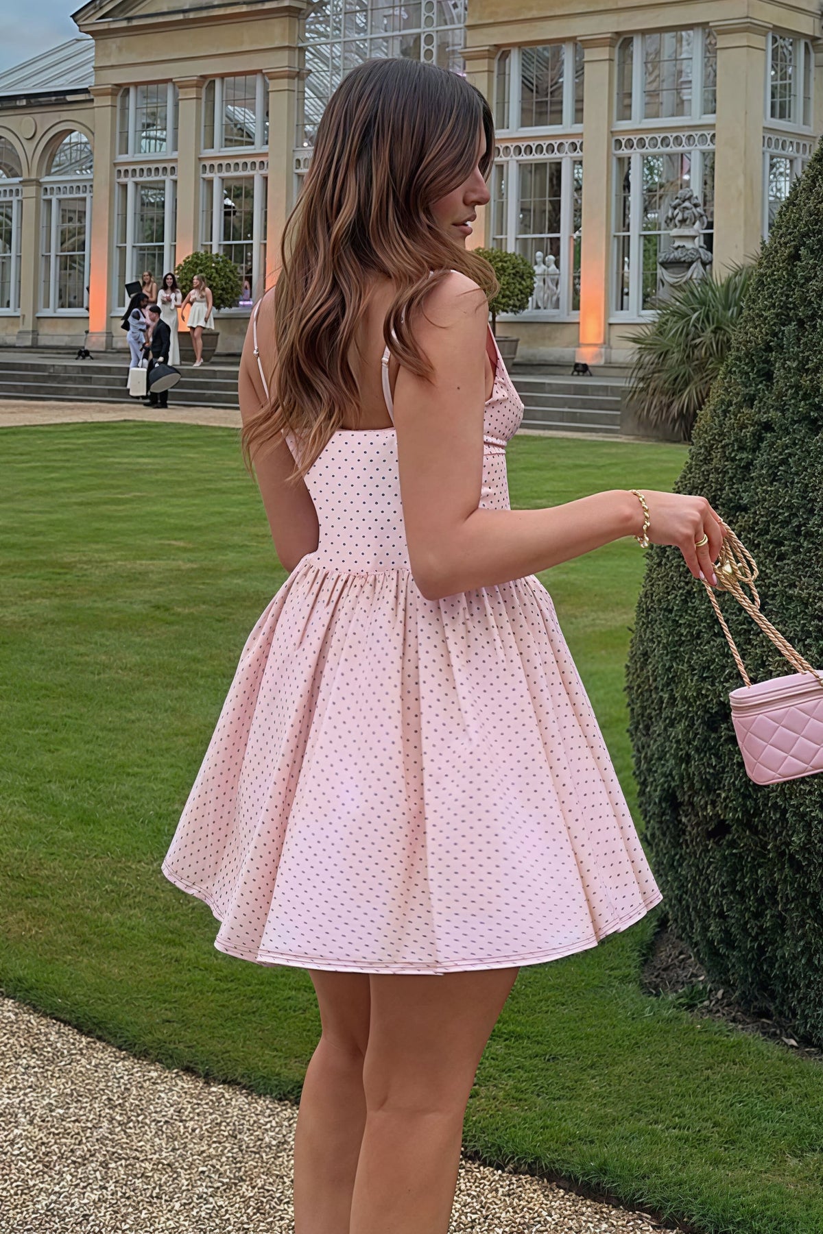 Polka Dot Scalloped V-Neck Drop Waist Mini Dress 4