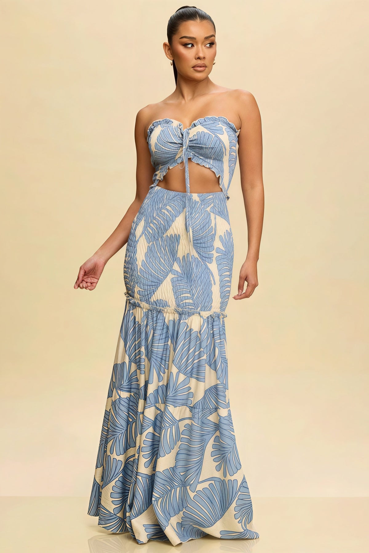 Striped Strapless Tie Front Two Piece Set 5