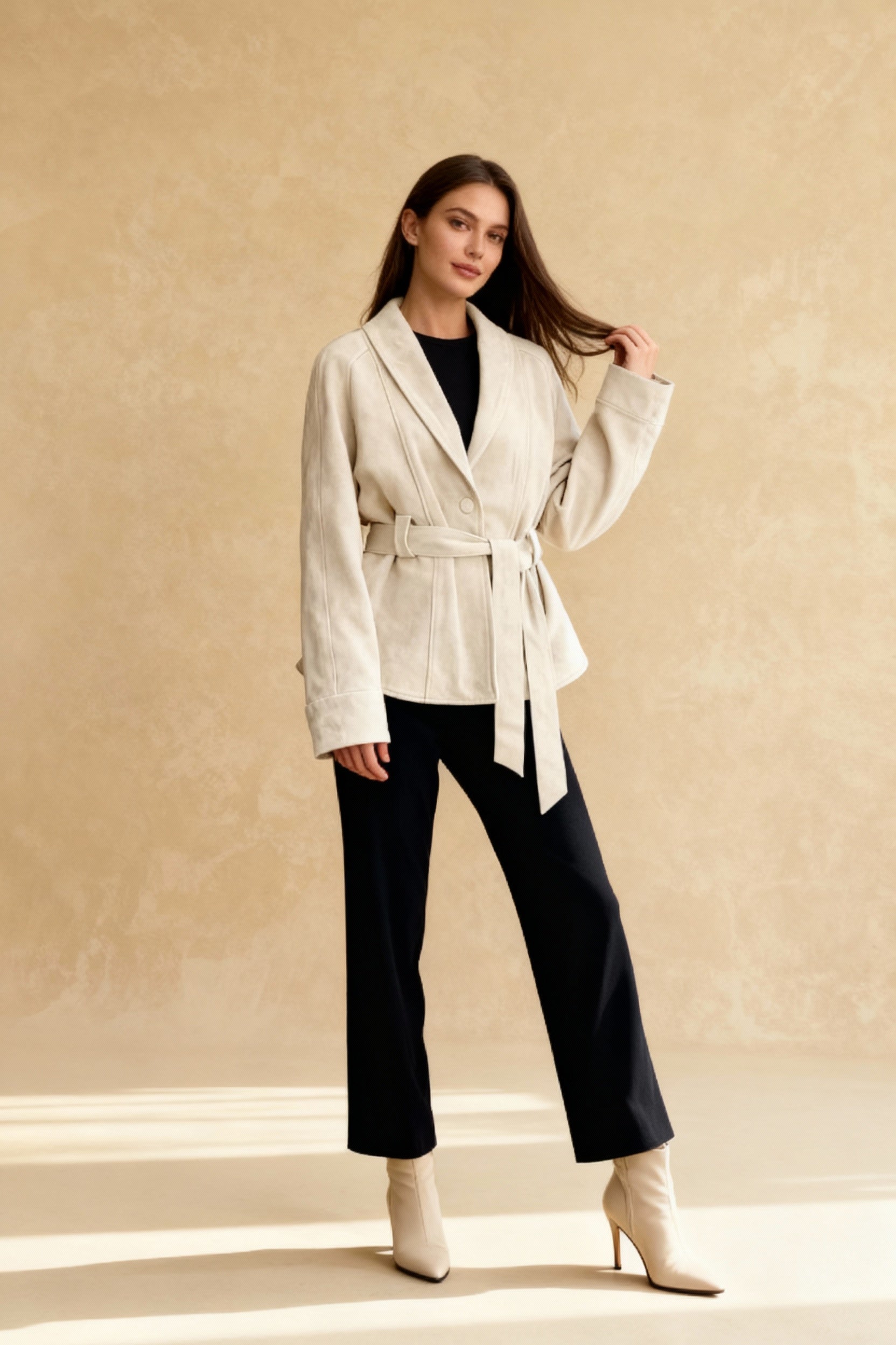 Chic Suede Long Sleeve Jacket Coat - Fashionpara