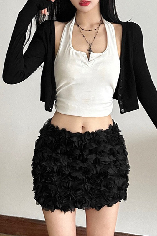3D Floral Mini Bodycon Skirt