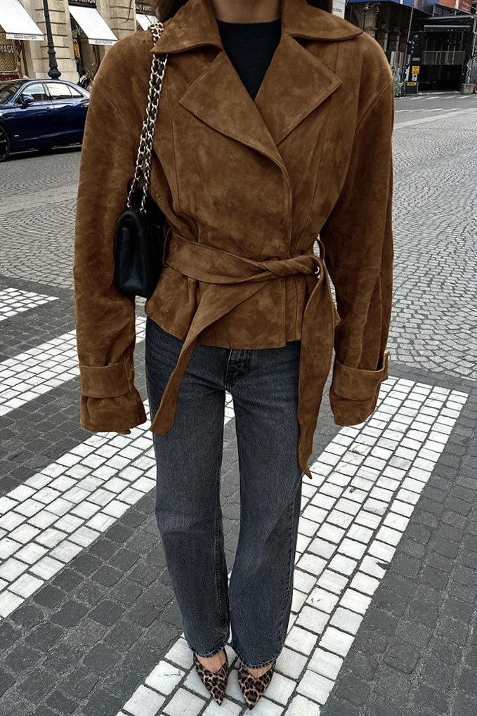 Belted Faux Suede Wrap Jacket 2
