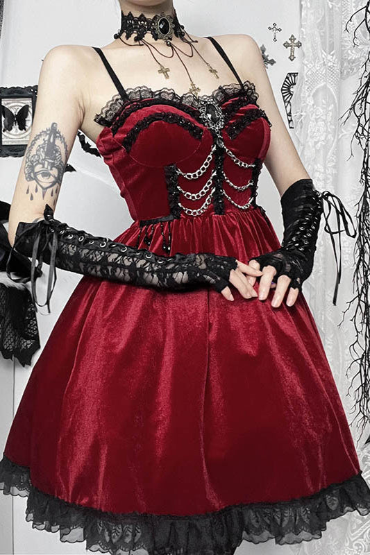 Chain Lace A‑Line Gothic Dress