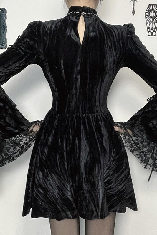 Cross Detail Mini Gothic Dress