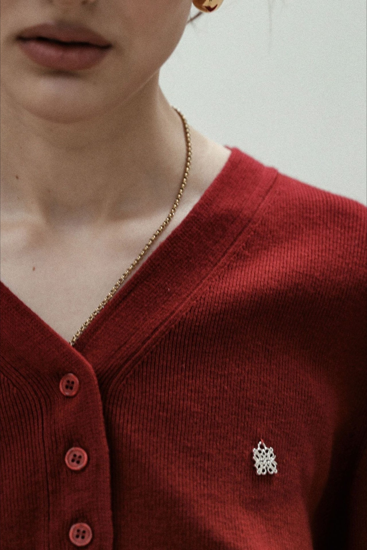 Elegant Red V Neck Knit Cardigan for Stylish Layering