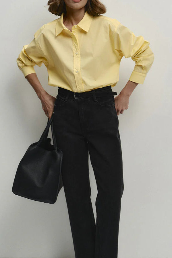 Yellow Cotton Button-Up Blouse