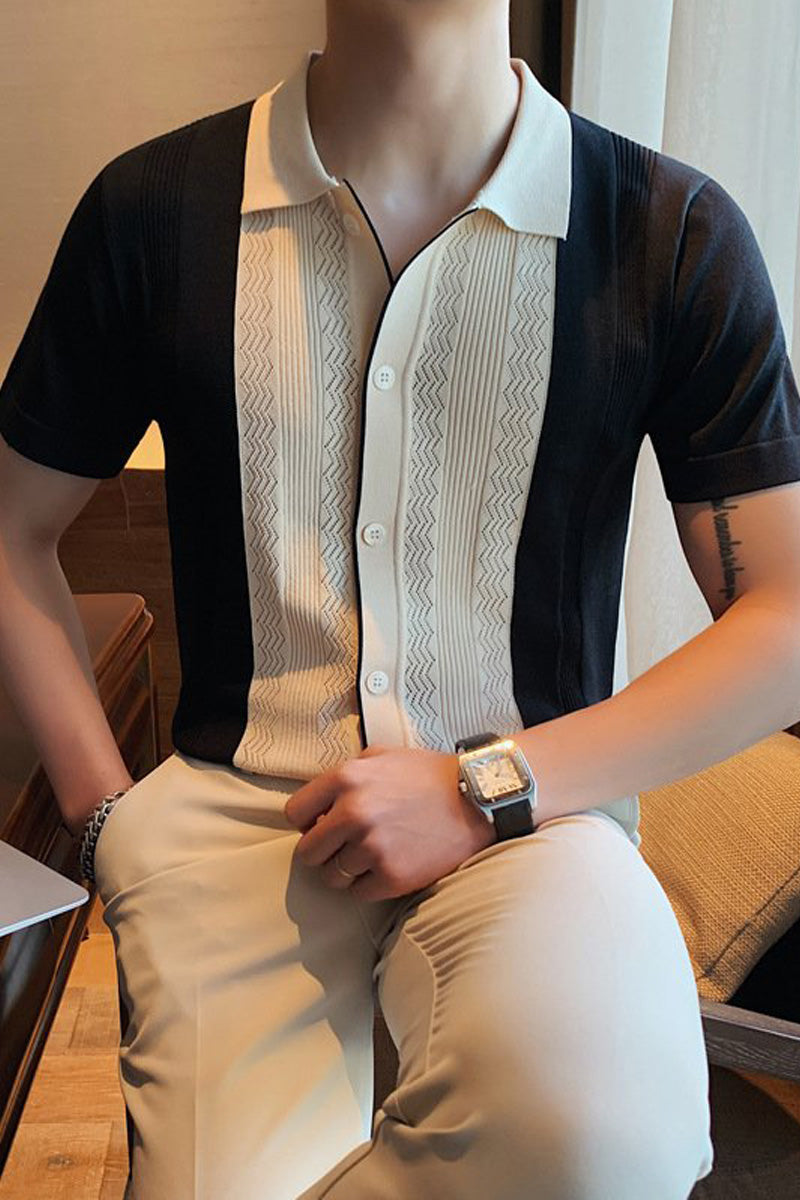 Vintage Casual Mens Short-Sleeved Polo Shirt - Fashionpara