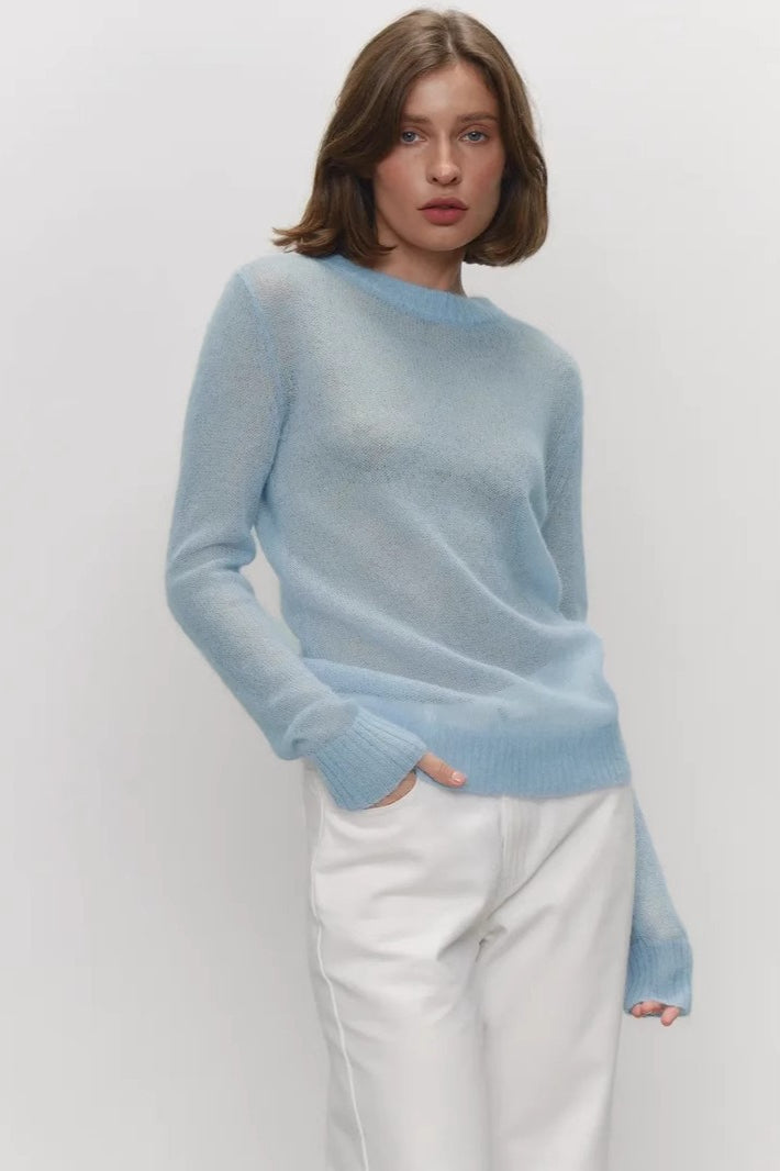 Sheer Blend Round Neck Knit Top 8