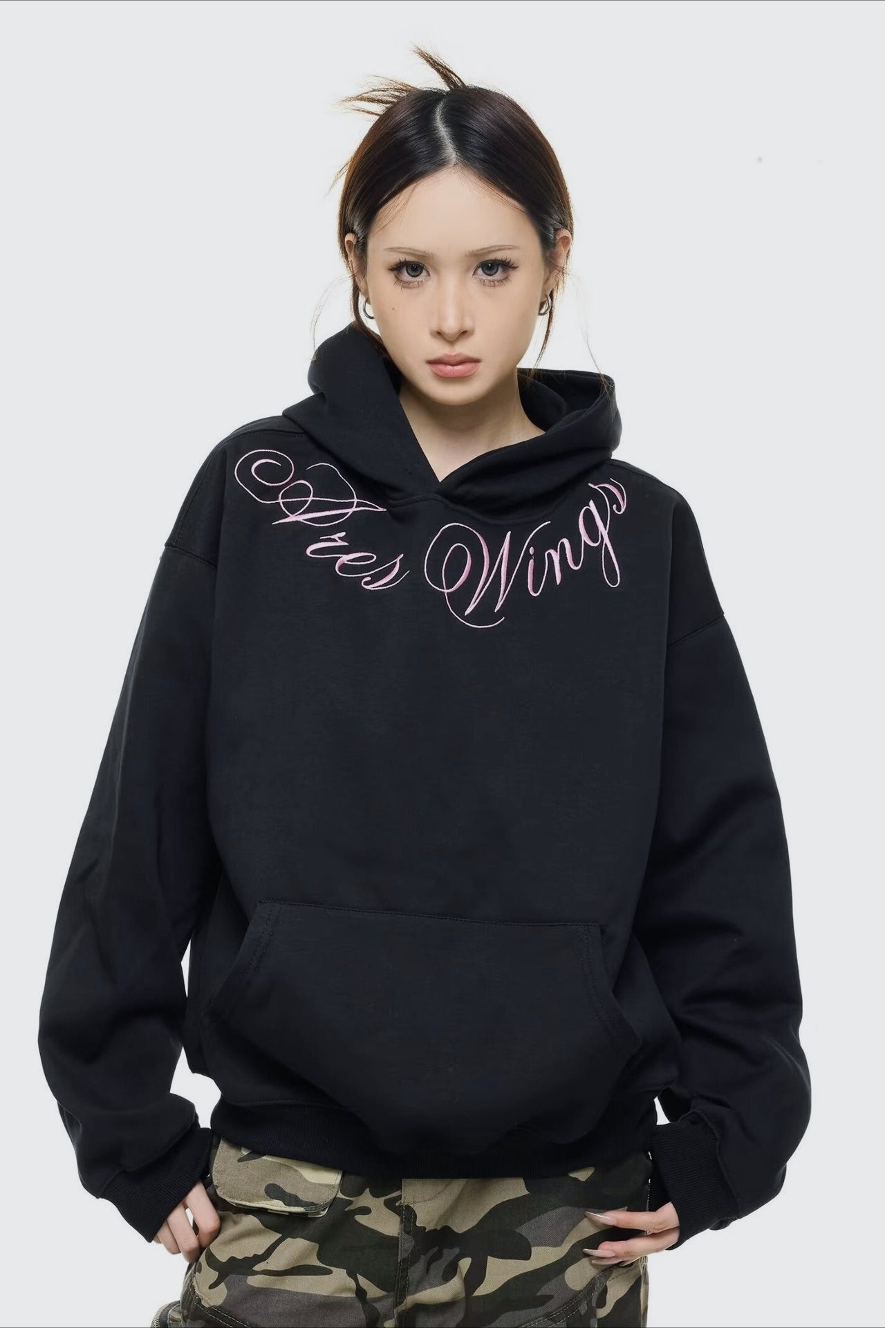 Embroidered Letter Oversized Hoodie