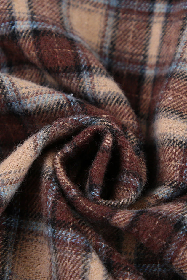 Vintage Plaid Longline Loose Fit Blouse