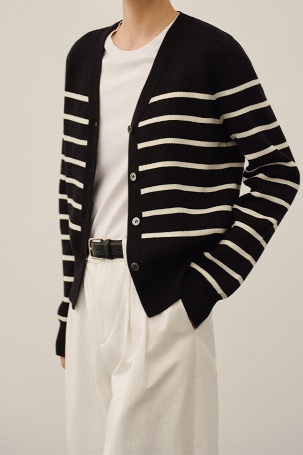 Colorblock Knit Striped V Neck Cardigan for Stylish Layering