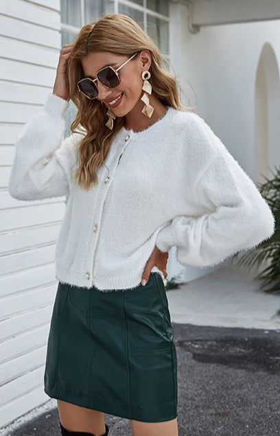 Oversized Short Knit Cardigan 7