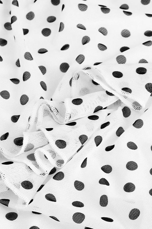 Polka Dot Backless Cami Mesh Maxi Dress - Fashionpara