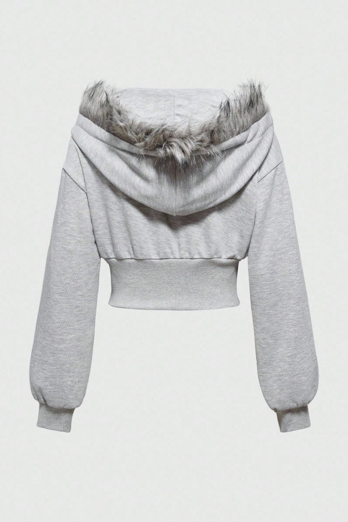 Faux Fur Trim Corset Zip Hoodie