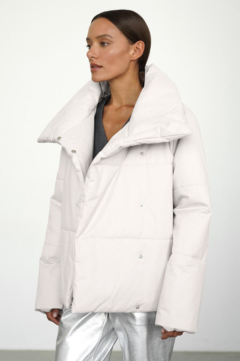 Asymmetrical Turtleneck Cotton Coat - Fashionpara