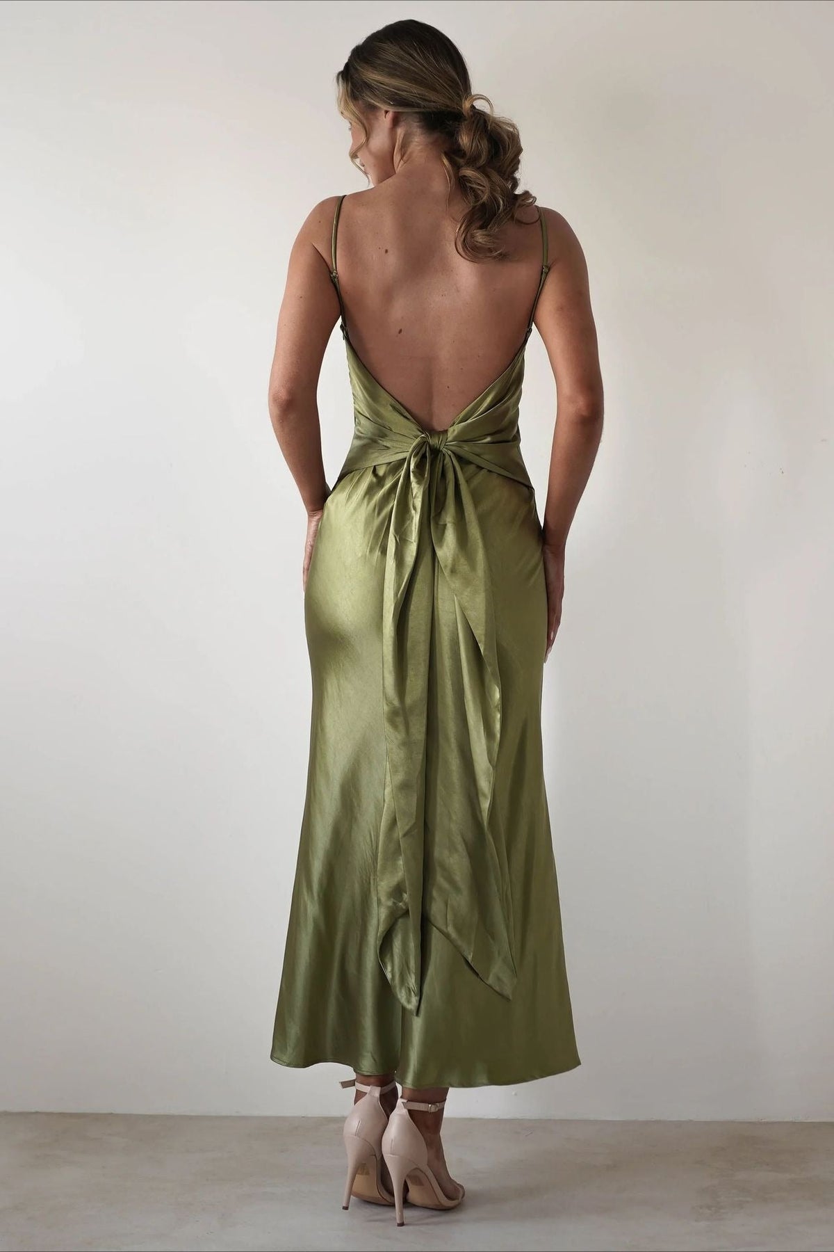 Satin V-Neck Bias Cut Slip Maxi Dress 16