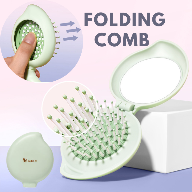 2 In 1 Folding Airbag Comb & Mirror - Fashionpara