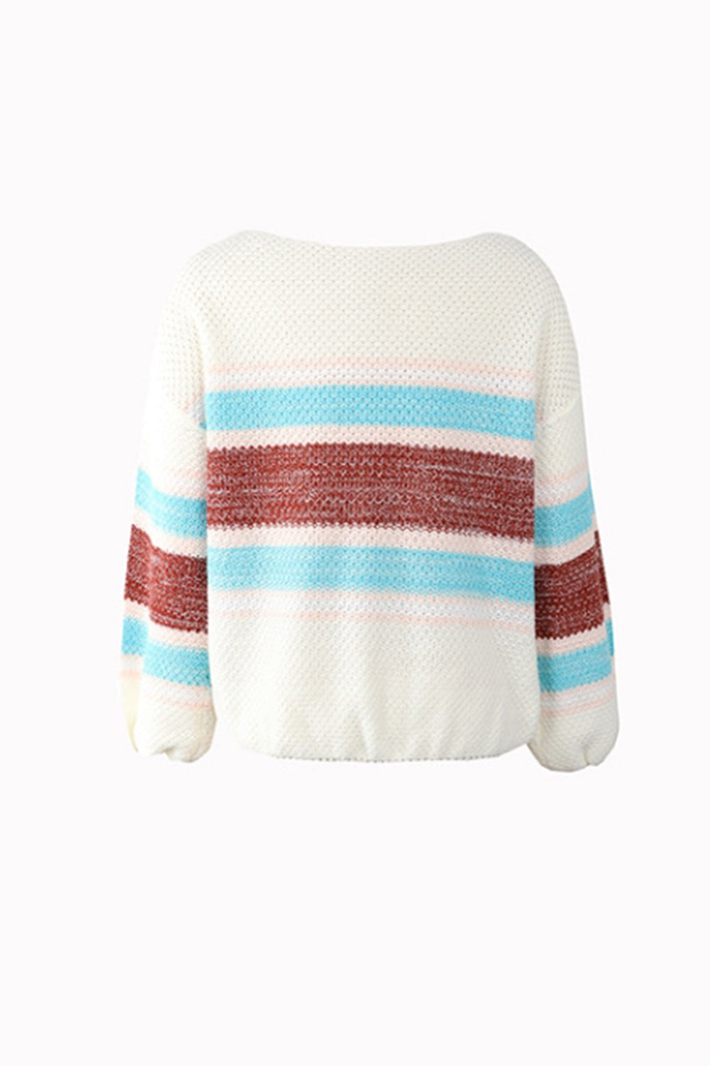 RadyRin Off-Shoulder Rainbow Striped Sweater for Chic Style