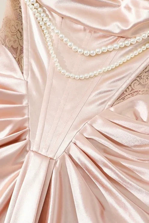 Retro Style Mermaid Off the Shoulder Pink Long Party Dress with Ruffles