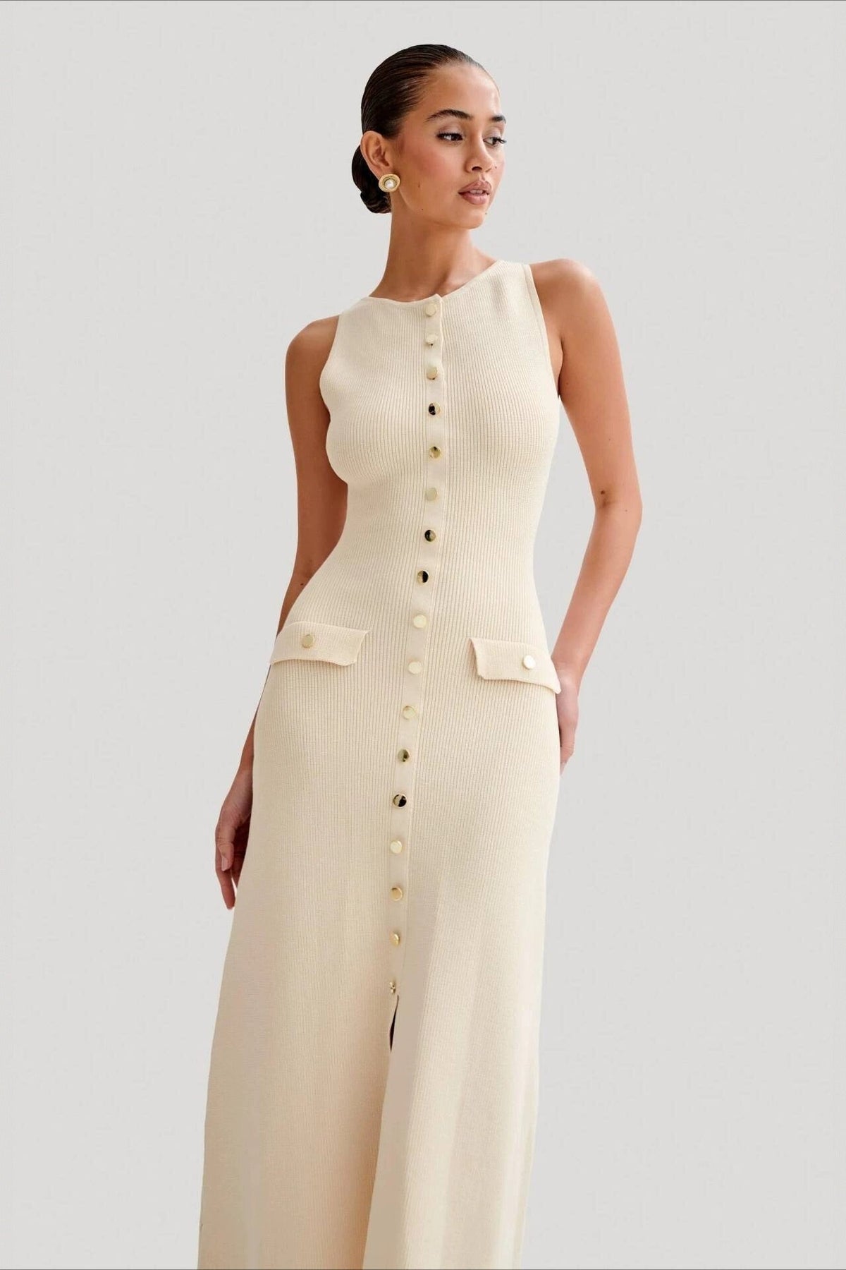 Sleeveless Round Neck Knit Sweater Dress 6