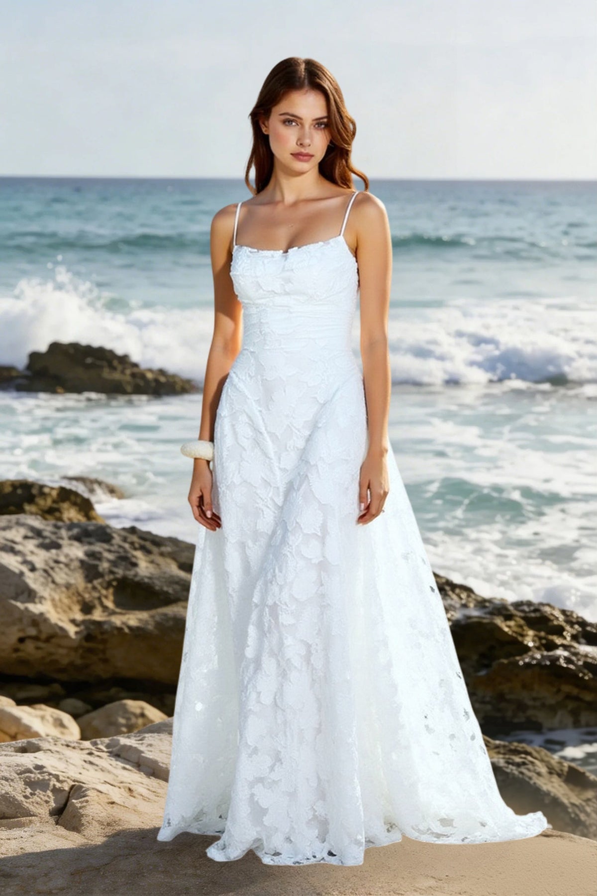 Lace Cowl Neck Strappy Back Mermaid Maxi Gown 3