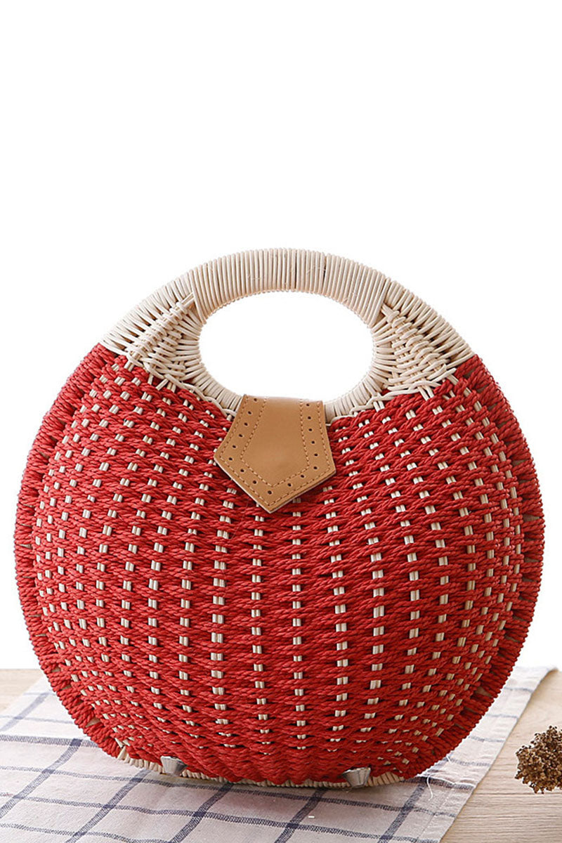 Cute Shell Shape Woven Straw Beach Handbag - Fashionpara