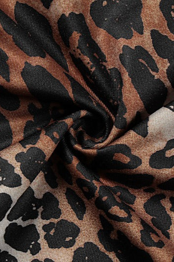 Leopard Print V-Neck Lace Trim Slip Mini Dress