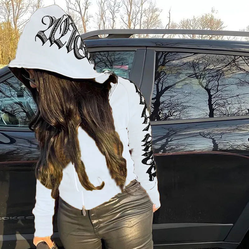 Winter Streetwear Oversized Long Sleeve Zip Up Hoodie - Fashionpara