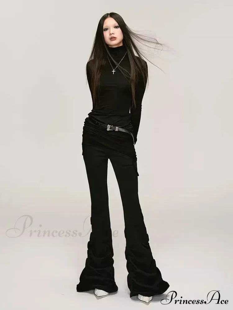 90s Retro Ruched Flare Halloween Pants