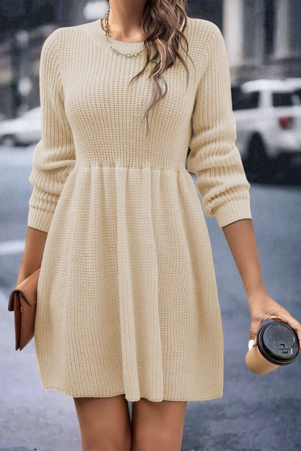 Loose Fit Knit Sweater Dress