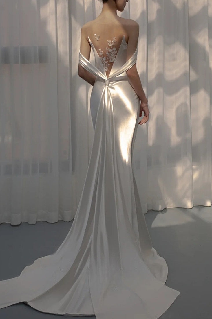 Satin Open Back Draped Mermaid Dress 2