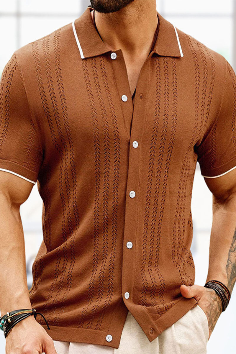 Uniqshe Men's Casual Short Sleeve Polo Cardigan for Summer