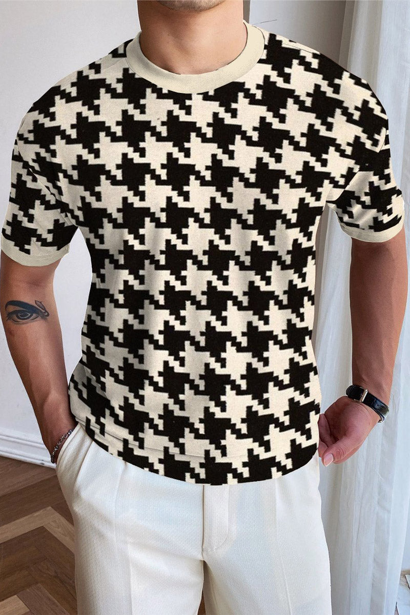 Men's Round Neck Knitted T-Shirt - Fashionpara