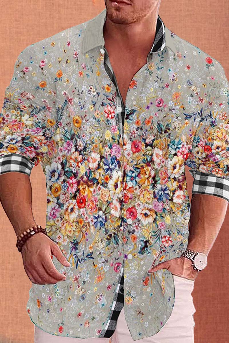 Uniqshe Men's Cotton&Linen Long-Sleeved Fashion Casual Shirt