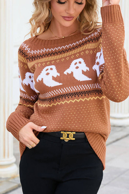 PrincessAce Halloween Polka Dot Ghost Sweater for Festive Fun