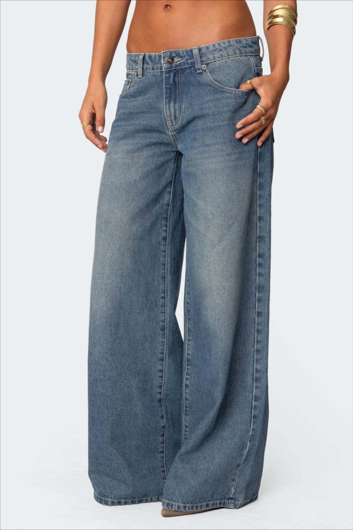 Loose Fit Printed Wide Leg Jean