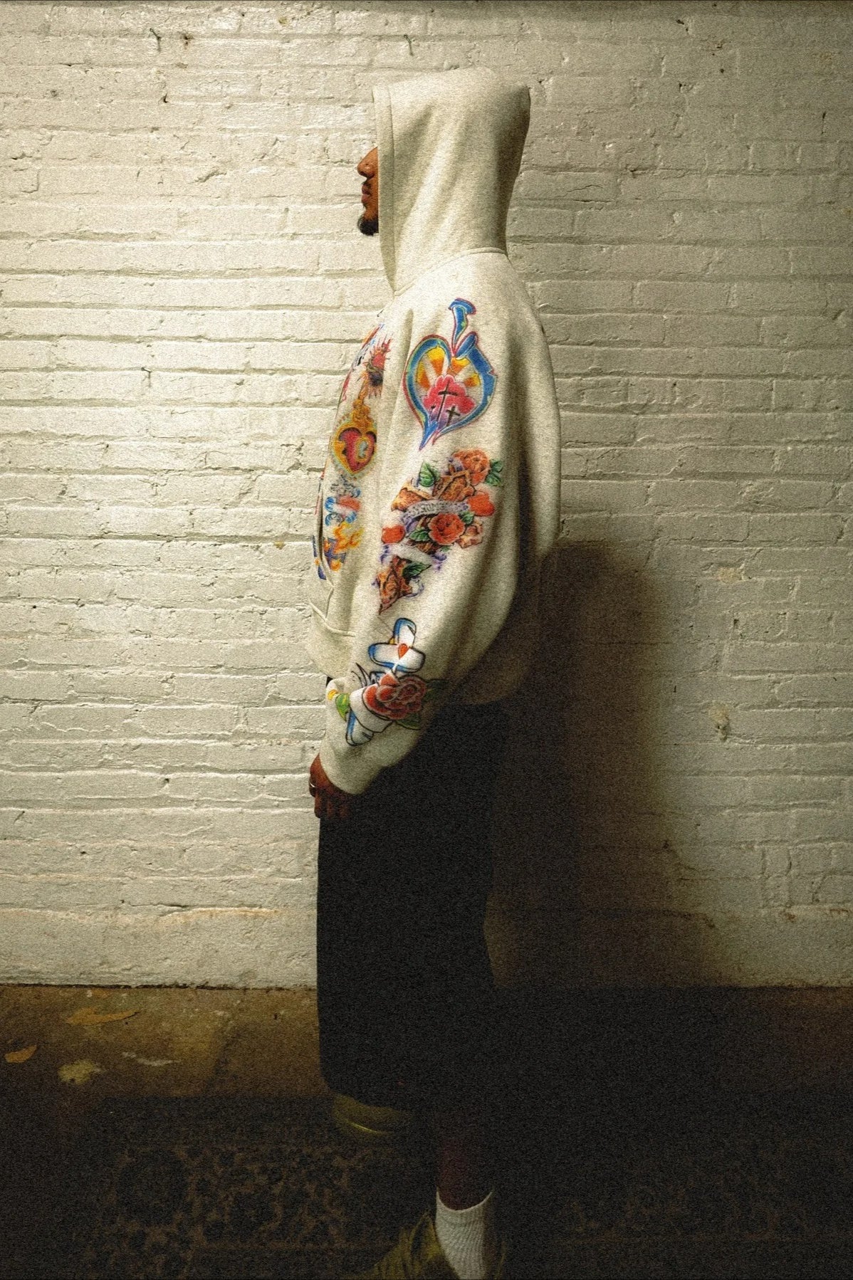 Retro Pattern Printed Loose Hoodie 3