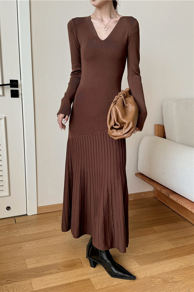 Vintage Knit Fitted Mermaid Hem Maxi Dress