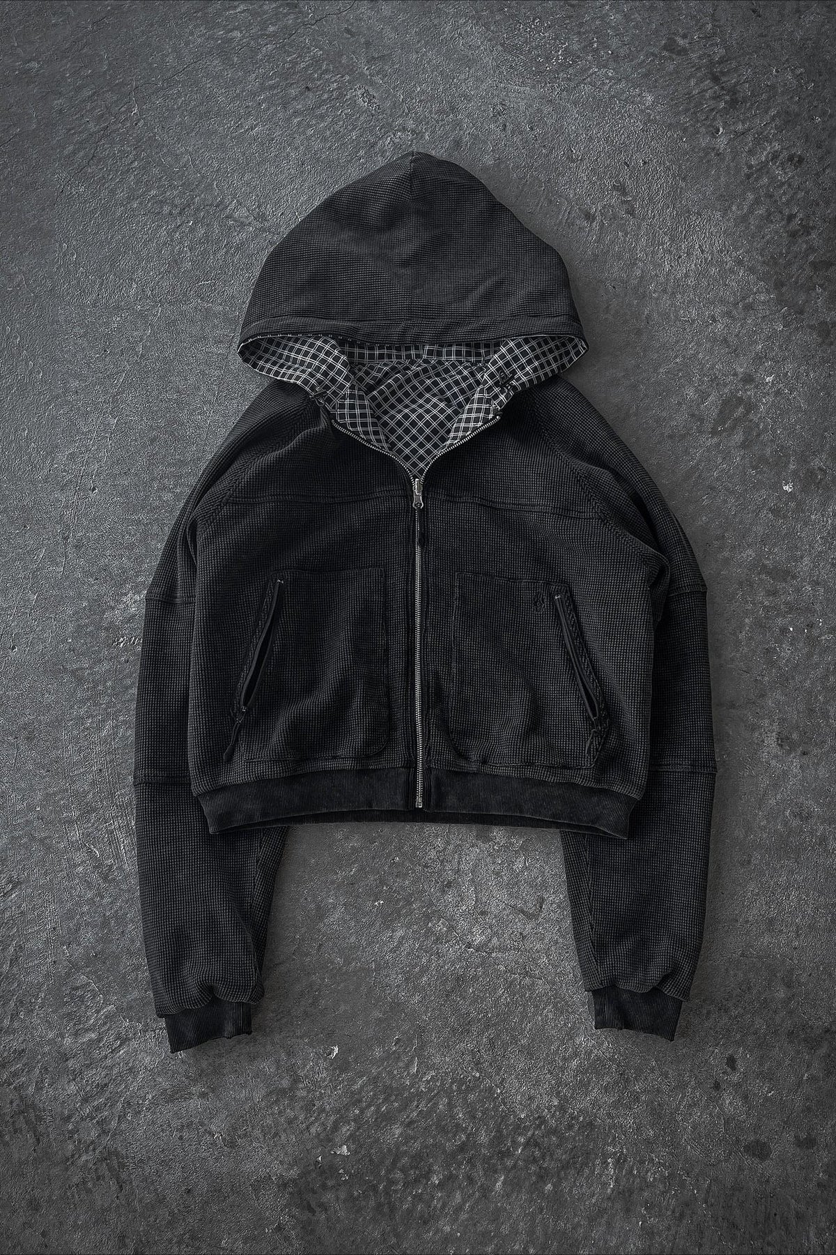 Reversible Plaid Zip Hoodie