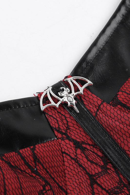 Leather Splice Gothic Cami Corset - Fashionpara