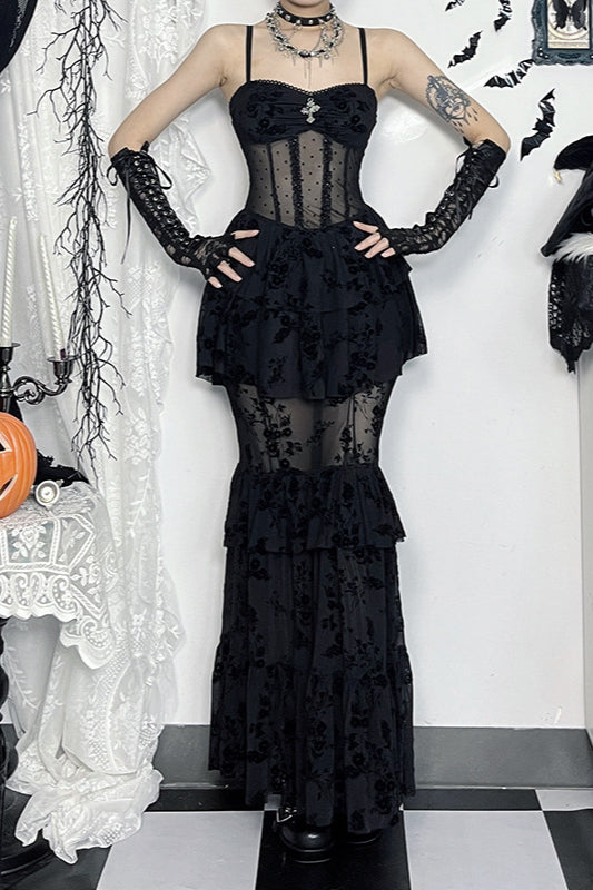 Halloween Dark Mesh Gothic Dress