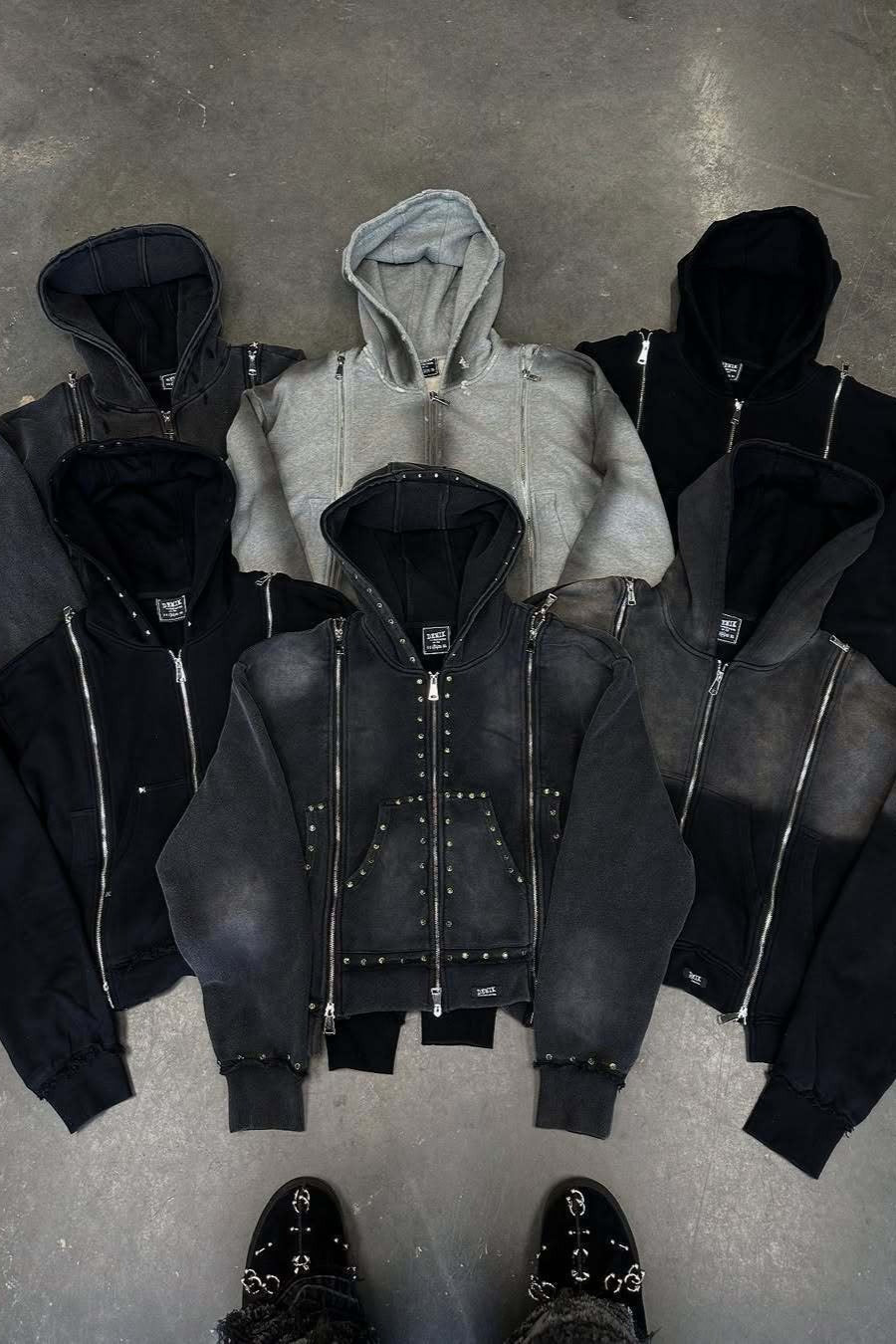 Distressed Grommet Hoodie and Pants