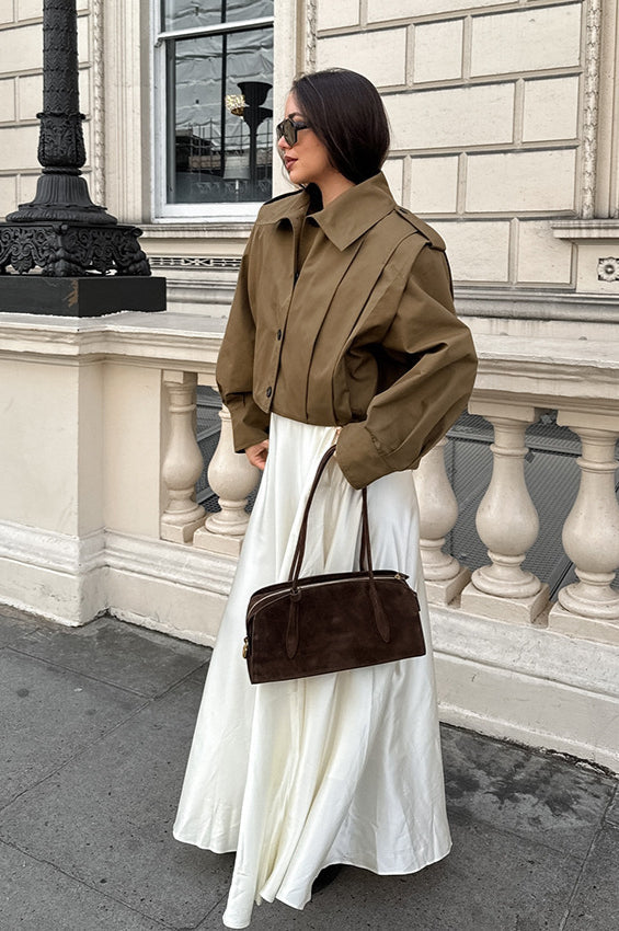 Chic Pleated Short Coat for Effortless Style and Elegance